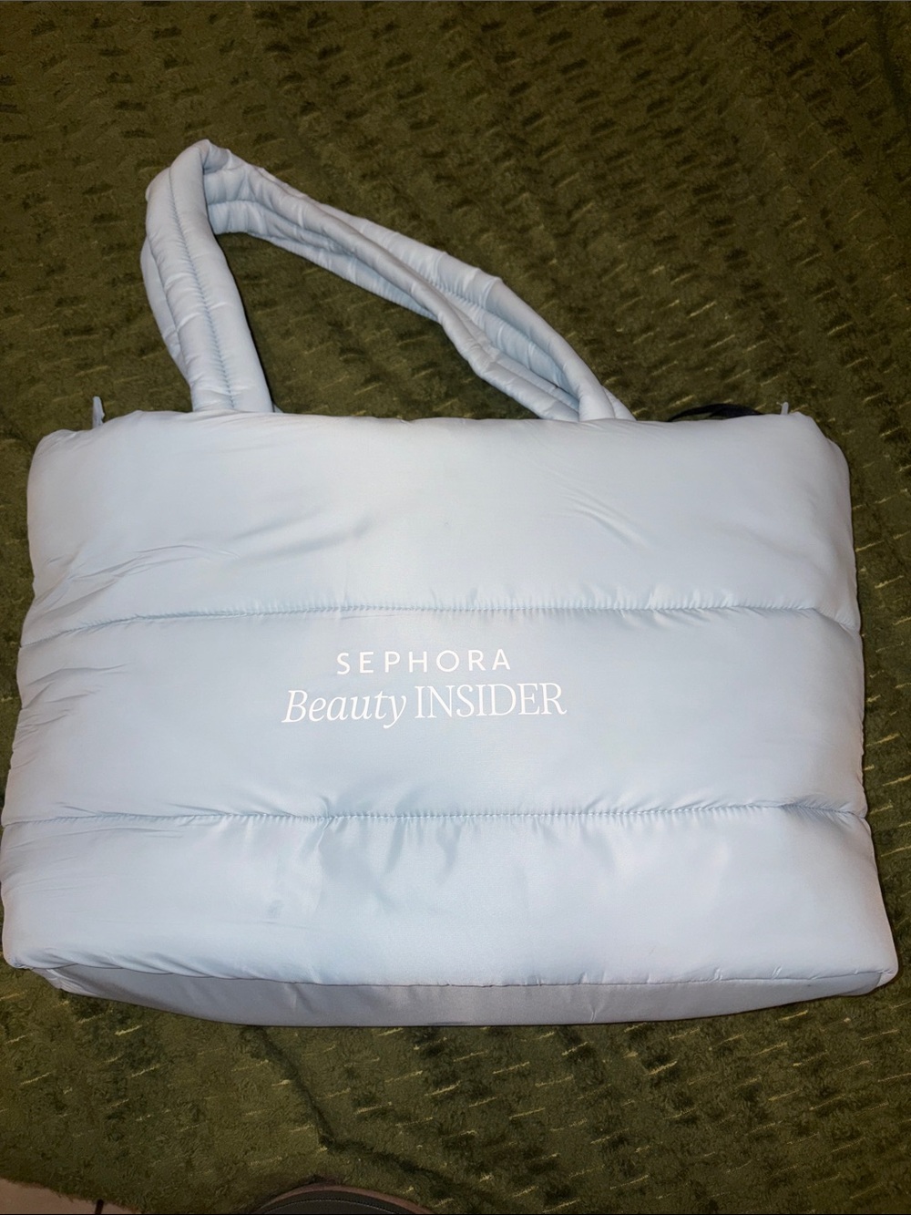 Sephora Light Blue Puffer Tote with Beauty INSIDER Logo
